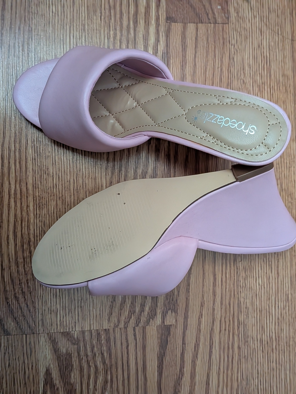 Shoe Dazzle Blush Pink Open-Toe Slide Mules